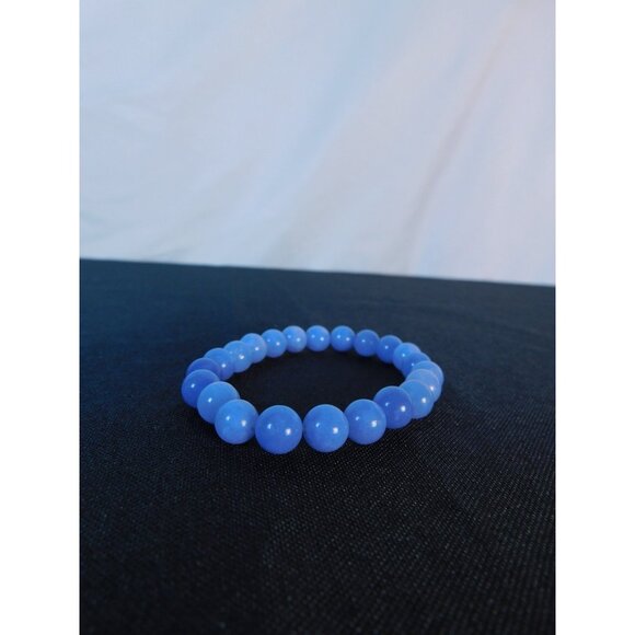 Aquamarine Bead Bracelet Stretch Calming Stone Meditation Cleansing Serenity Yog - Picture 6 of 12